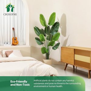 CROSOFMI Artificial Bird of Paradise Plant 6 Feet Fake Tropical Palm Tree with 13 Leaves,Perfect Faux Plants in Pot for Indoor Outdoor House Home Office Garden Modern Decoration Housewarming Gift