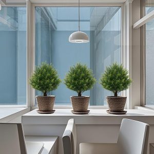 Artificial Topiary Ball Tree 19''T Faux Little Bush Ball Tree UV Resistant Shrub Potted Artificial Plant for Outdoor Indoor Front Porch Garden