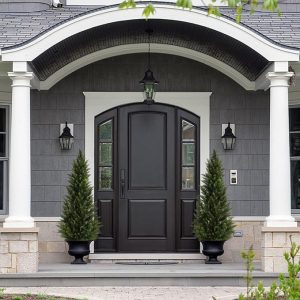 Outdoor Artificial Cedar Topiary Tree 5FT Tall 2 Set, Faux Evergreen Shrubs for Front Porch Decor, Lifelike Fake Bushes Plants for Home Living Room Front Door Decor